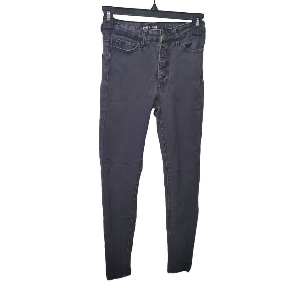 Love Revival Charcoal Button Fly Skinny Jeans Size 1 ~ Streetwear Casual